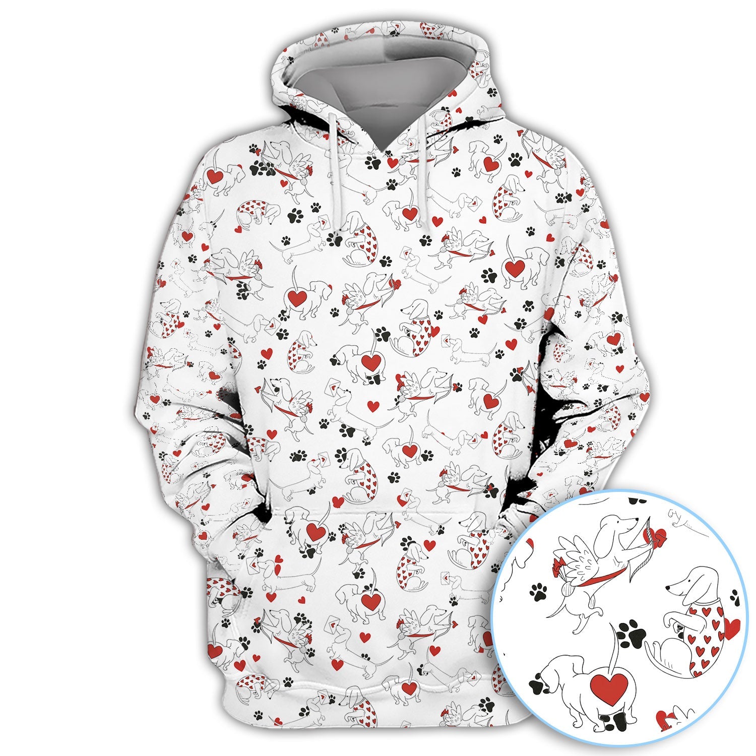 Funny Dachshund Polos For Golfer, Cupid Dog Pattern Golf Shirt, Golf Gift For Golfer