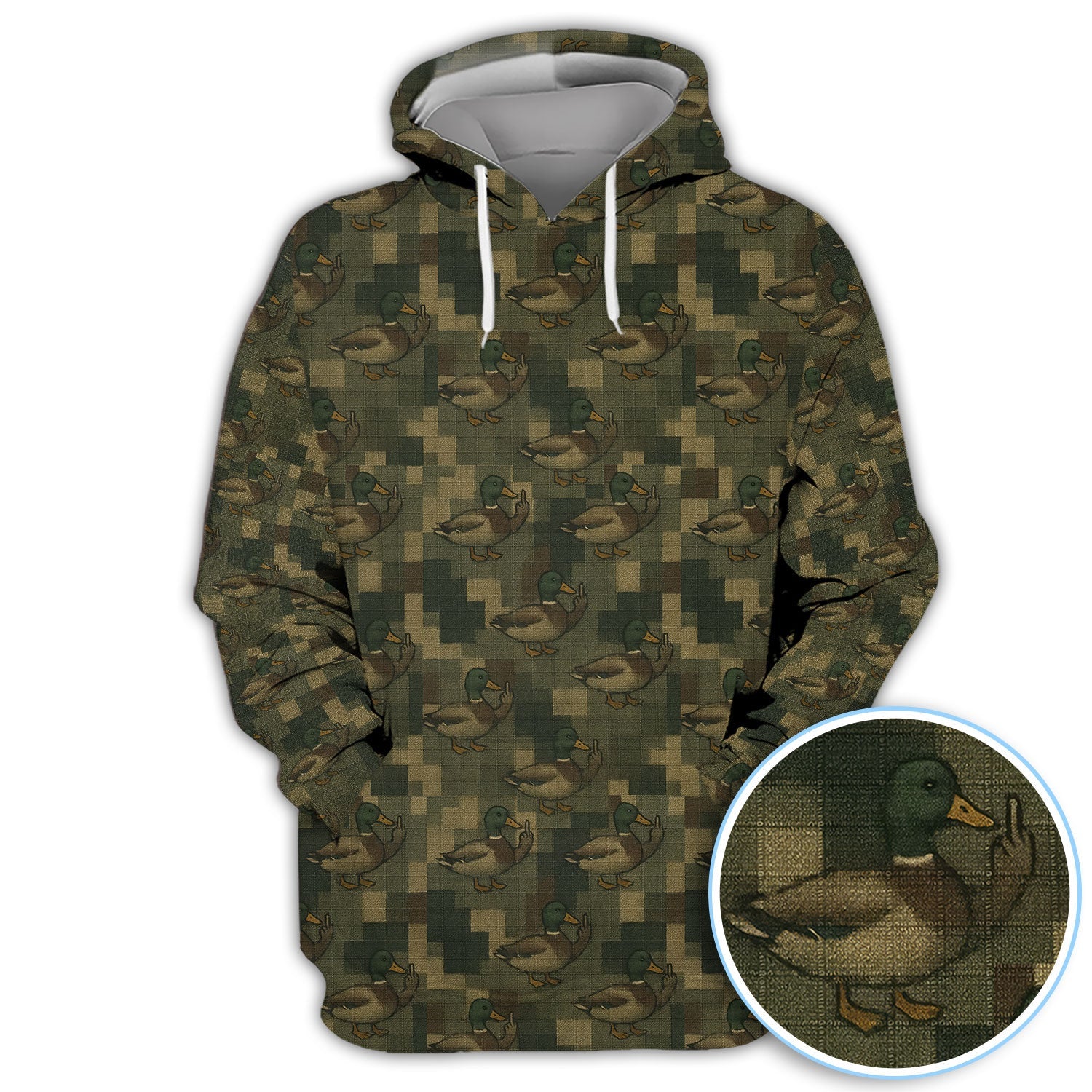 Mallard Duck Camo Polos For Men, Waterfowl Pattern Shirt, Crazy Golf Shirt For Golfer