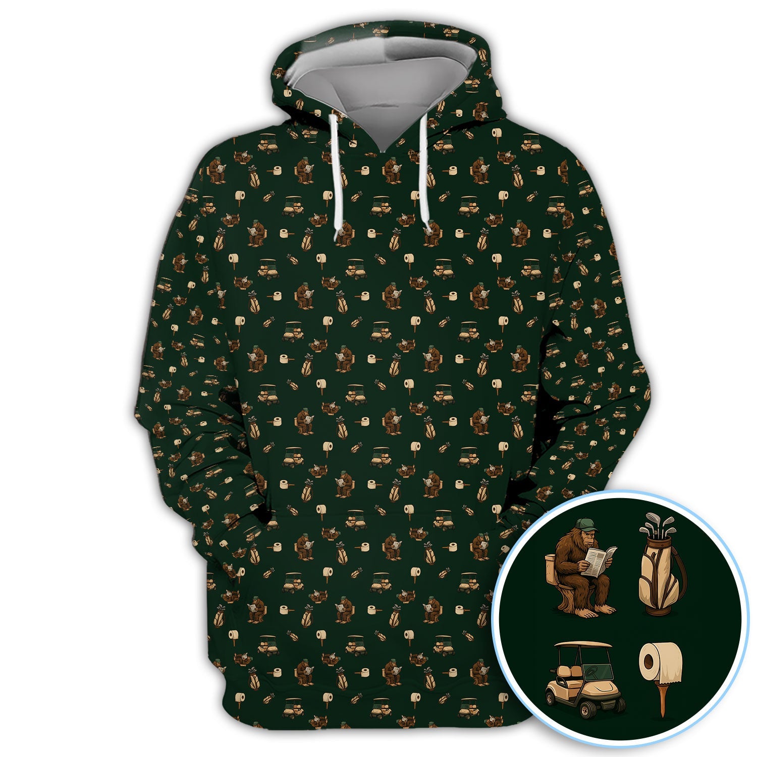 Funny Golf Shirt For Men, Bigfoot Pattern Golf Shirt, Crazy Golf Shirt For Golfer