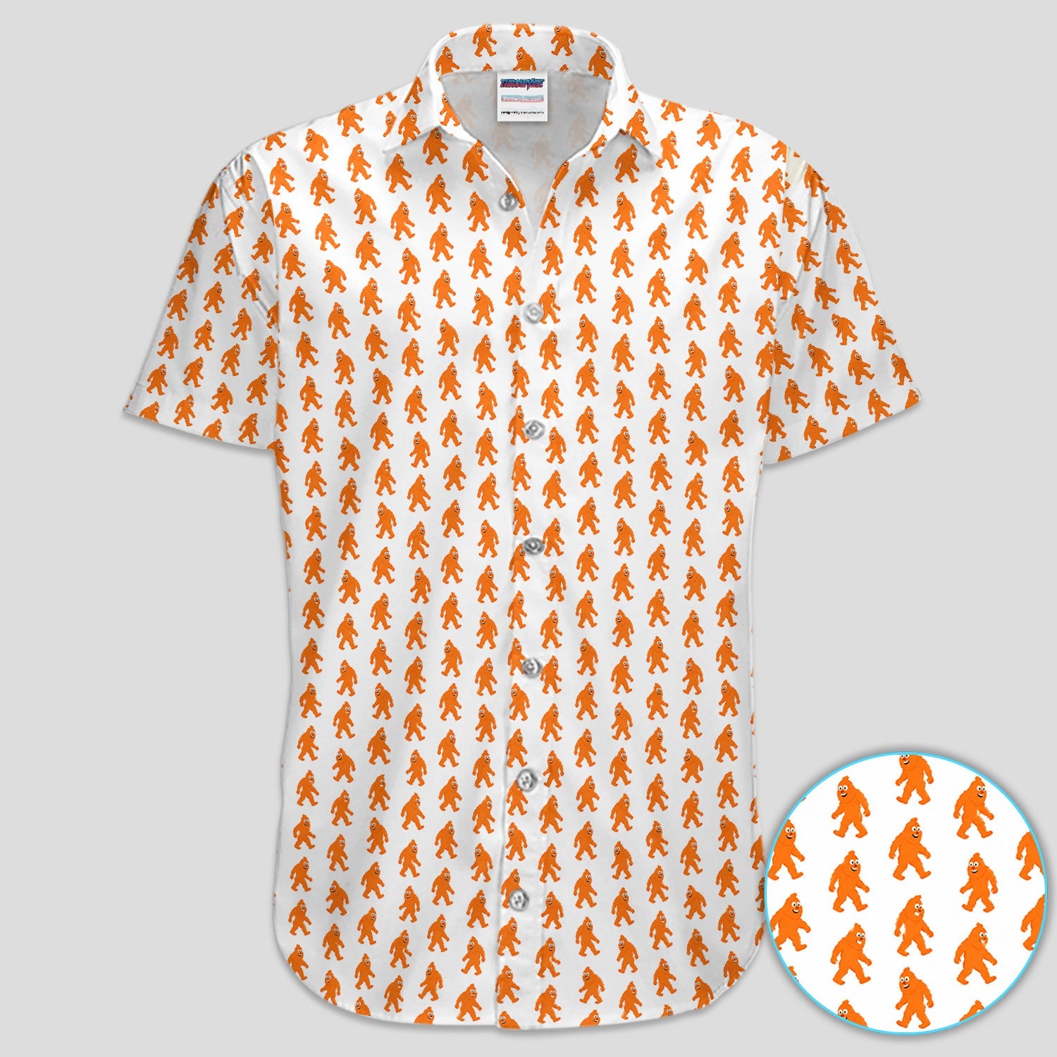 Funny Orange Bigfoot Golf Pattern Shirt, Sasquatch Golf Shirt For Men, Cryptid Lover Gift