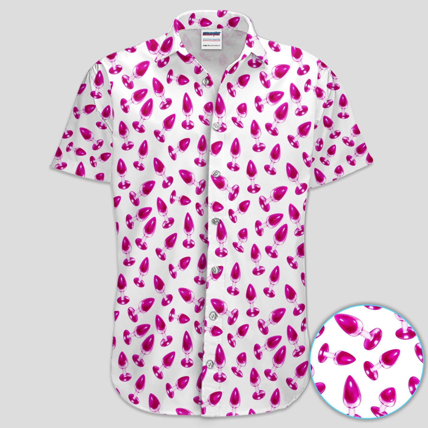 Funny Pink Plug Pattern Shirt, Adult Humor Golf Shirt For Men, Bachelor Party Gift