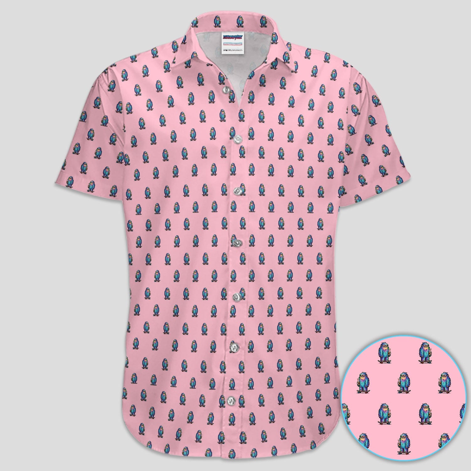 Funny Yeti Pattern Golf Polos, Bigfoot Coffee Skateboard Golf Shirt, Crazy Golf Shirts For Men