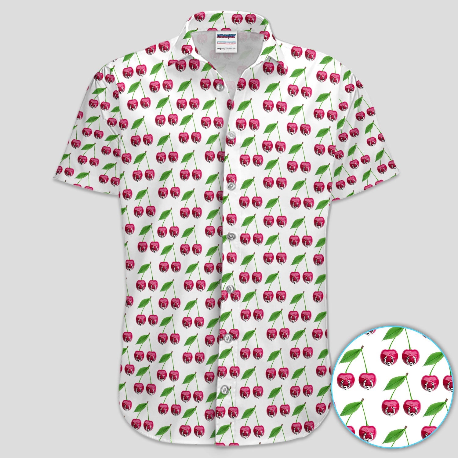 Cute Cherry Golf Pattern Shirt, Sweet Cherry Aesthetic Golf Shirt For Men, Fruit Lover Gift