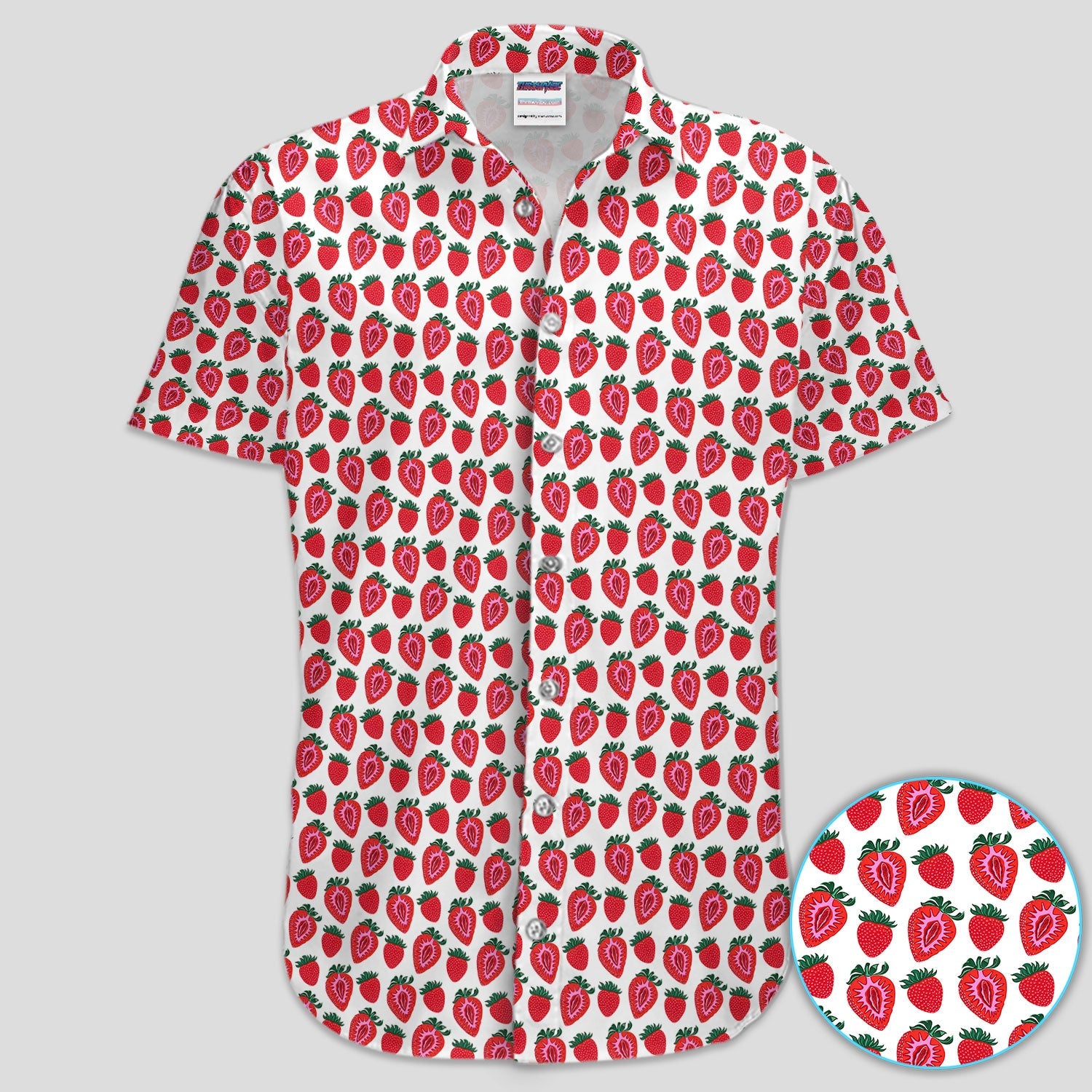 Cute Strawberry Golf Pattern Shirt, Sweet Fruit Aesthetic Golf Shirt For Men, Berry Lover Gift