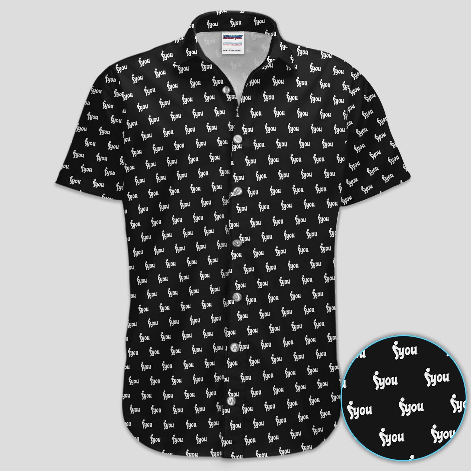 Minimalist Black Logo Golf Pattern Shirt, Monogram Streetwear Golf Shirt For Men, Trendy Gift