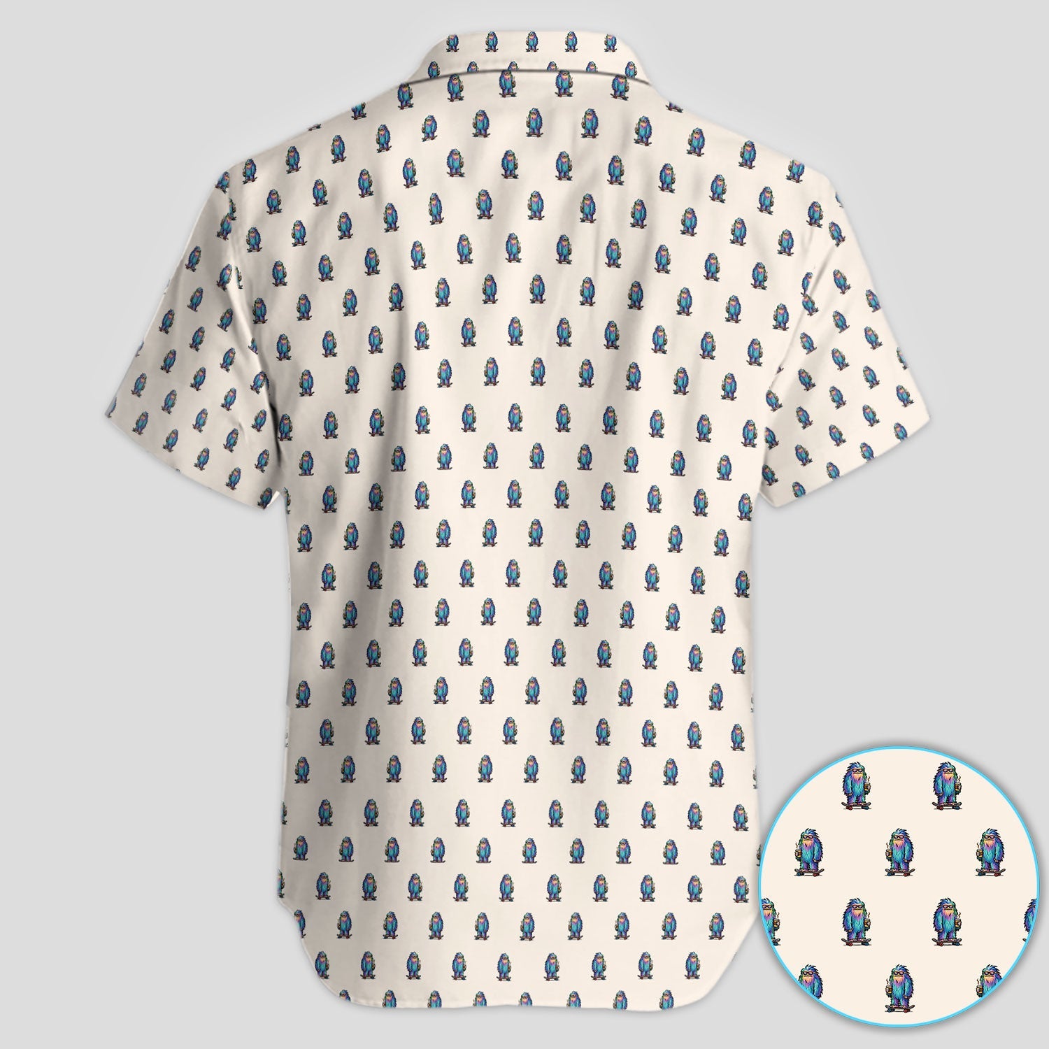 Funny Yeti Pattern Golf Polos, Bigfoot Coffee Skateboard Golf Shirt, Crazy Golf Shirts For Men