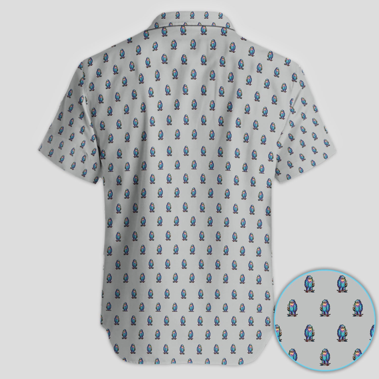 Funny Yeti Pattern Golf Polos, Bigfoot Coffee Skateboard Golf Shirt, Crazy Golf Shirts For Men