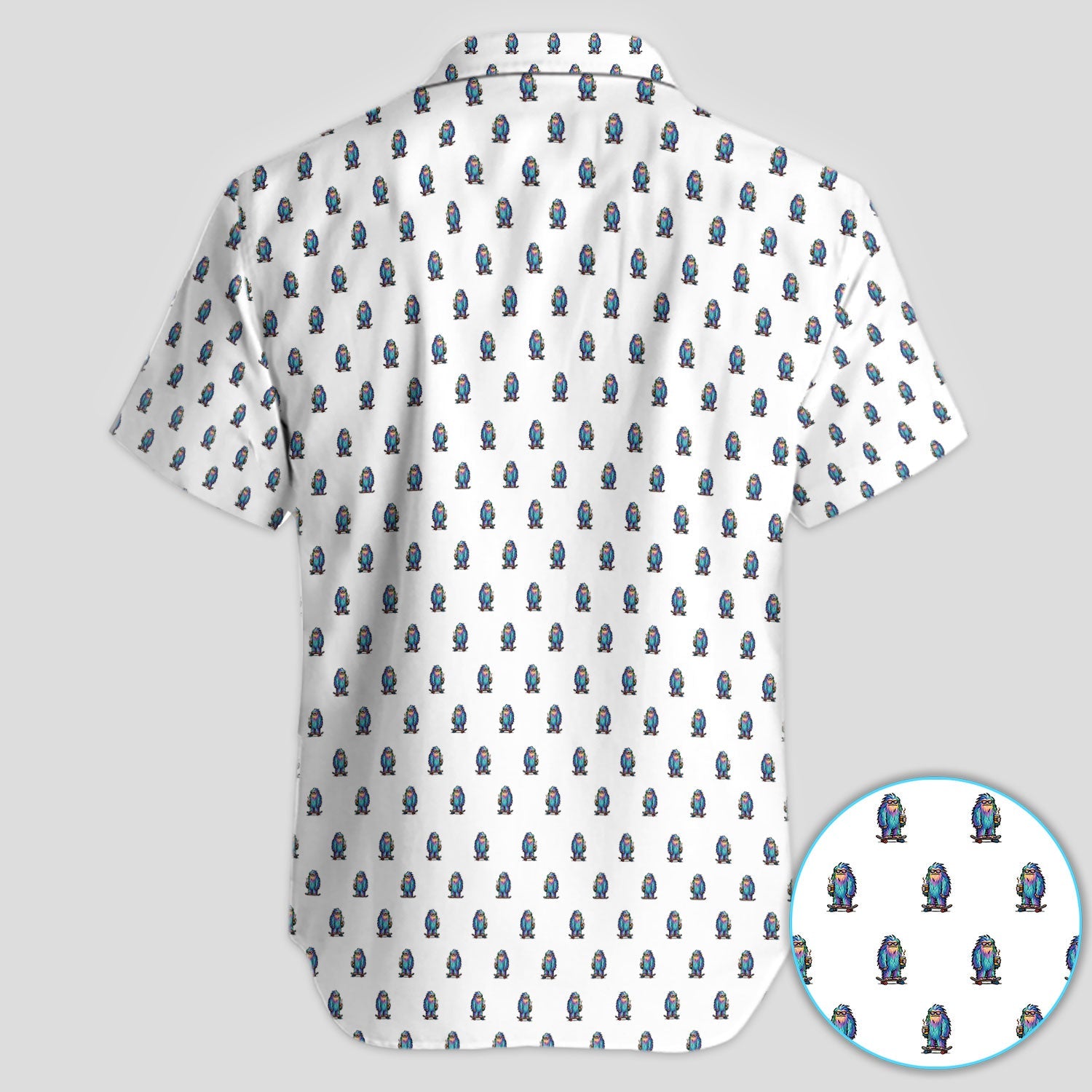 Funny Yeti Pattern Golf Polos, Bigfoot Coffee Skateboard Golf Shirt, Crazy Golf Shirts For Men