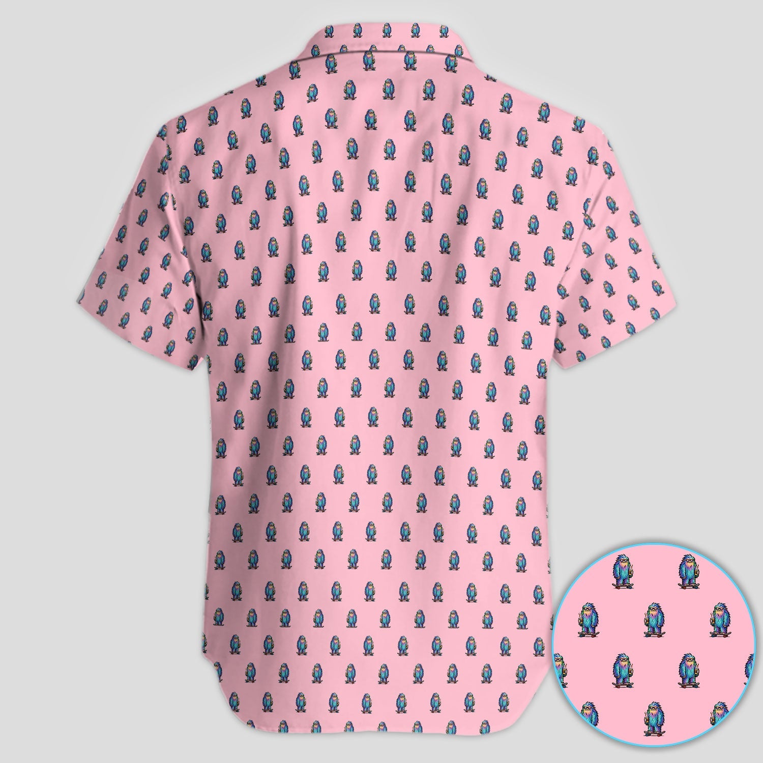 Funny Yeti Pattern Golf Polos, Bigfoot Coffee Skateboard Golf Shirt, Crazy Golf Shirts For Men