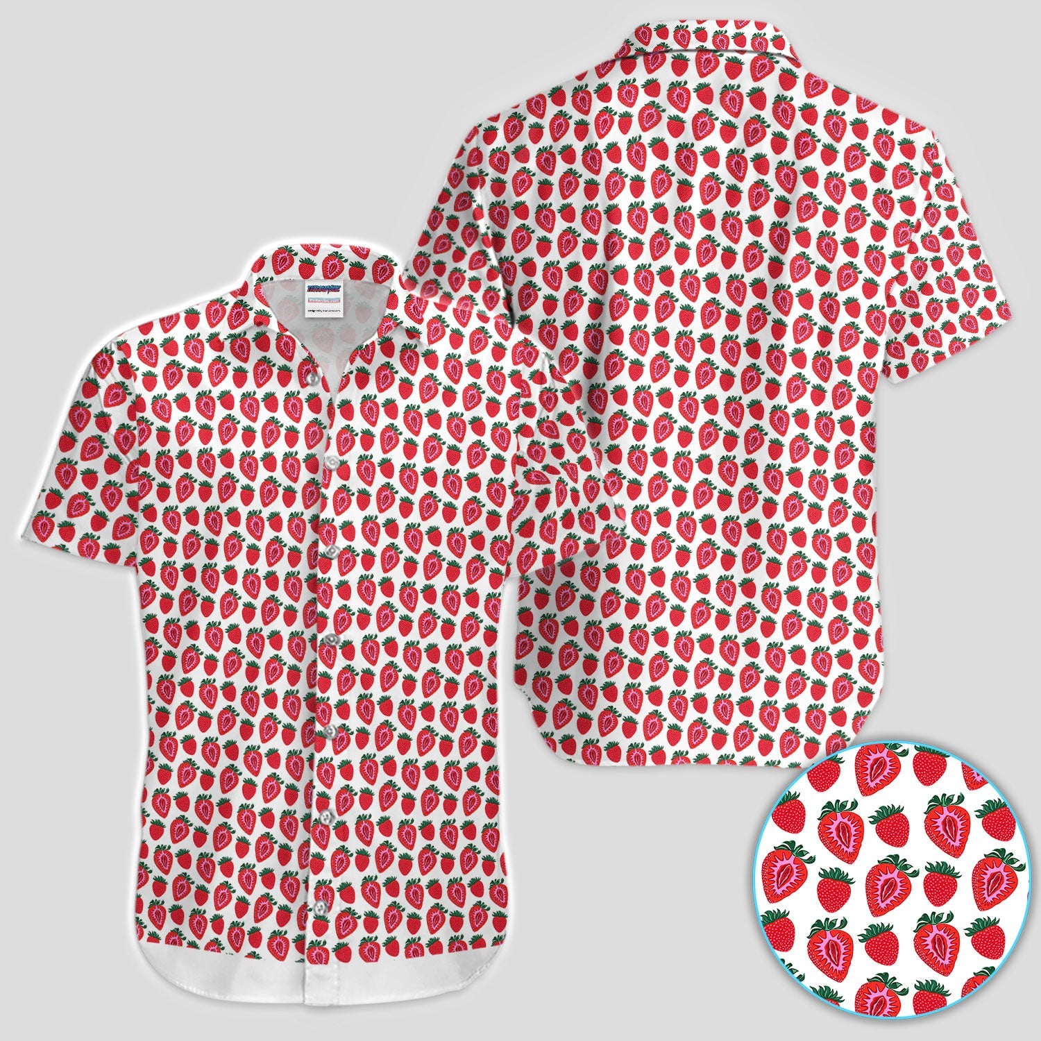 Cute Strawberry Golf Pattern Shirt, Sweet Fruit Aesthetic Golf Shirt For Men, Berry Lover Gift