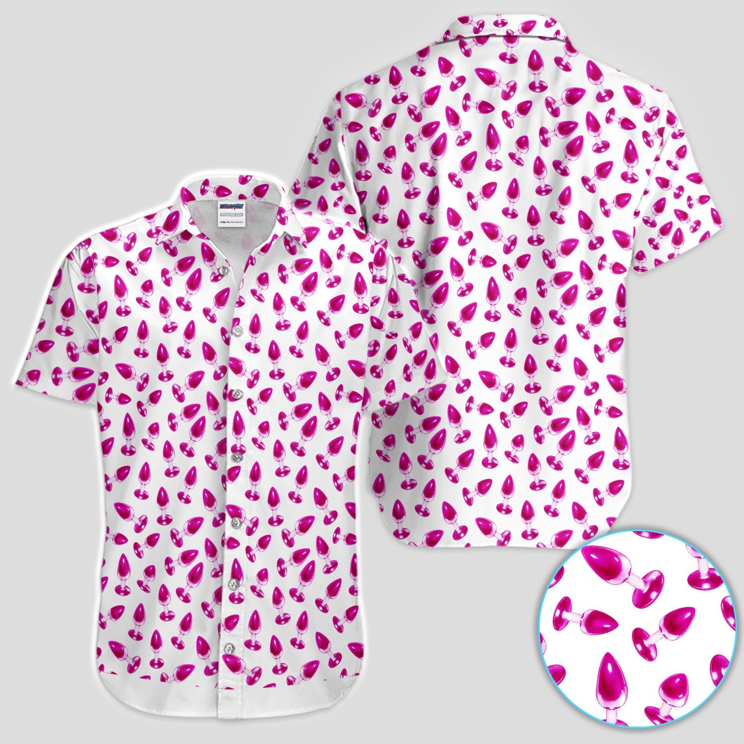 Funny Pink Plug Pattern Shirt, Adult Humor Golf Shirt For Men, Bachelor Party Gift