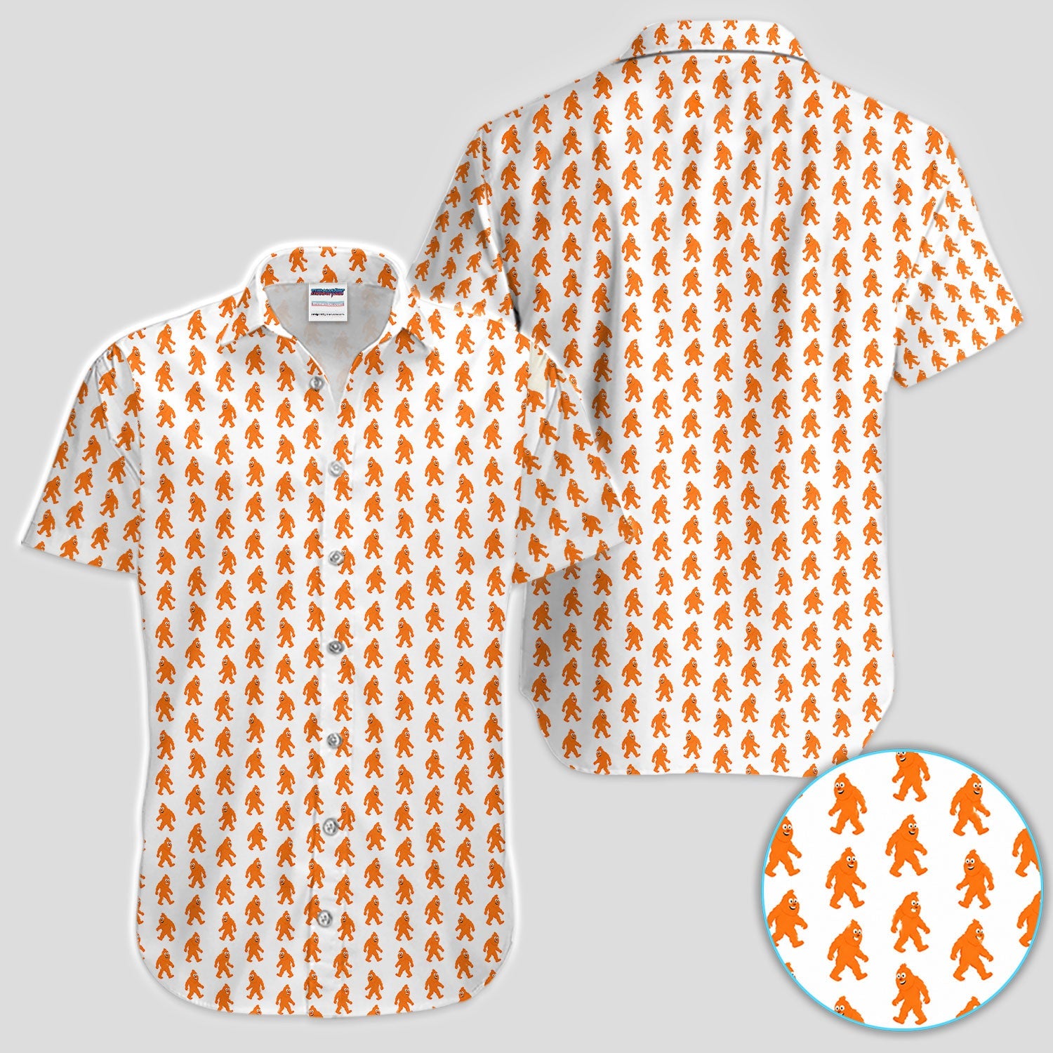 Funny Orange Bigfoot Golf Pattern Shirt, Sasquatch Golf Shirt For Men, Cryptid Lover Gift