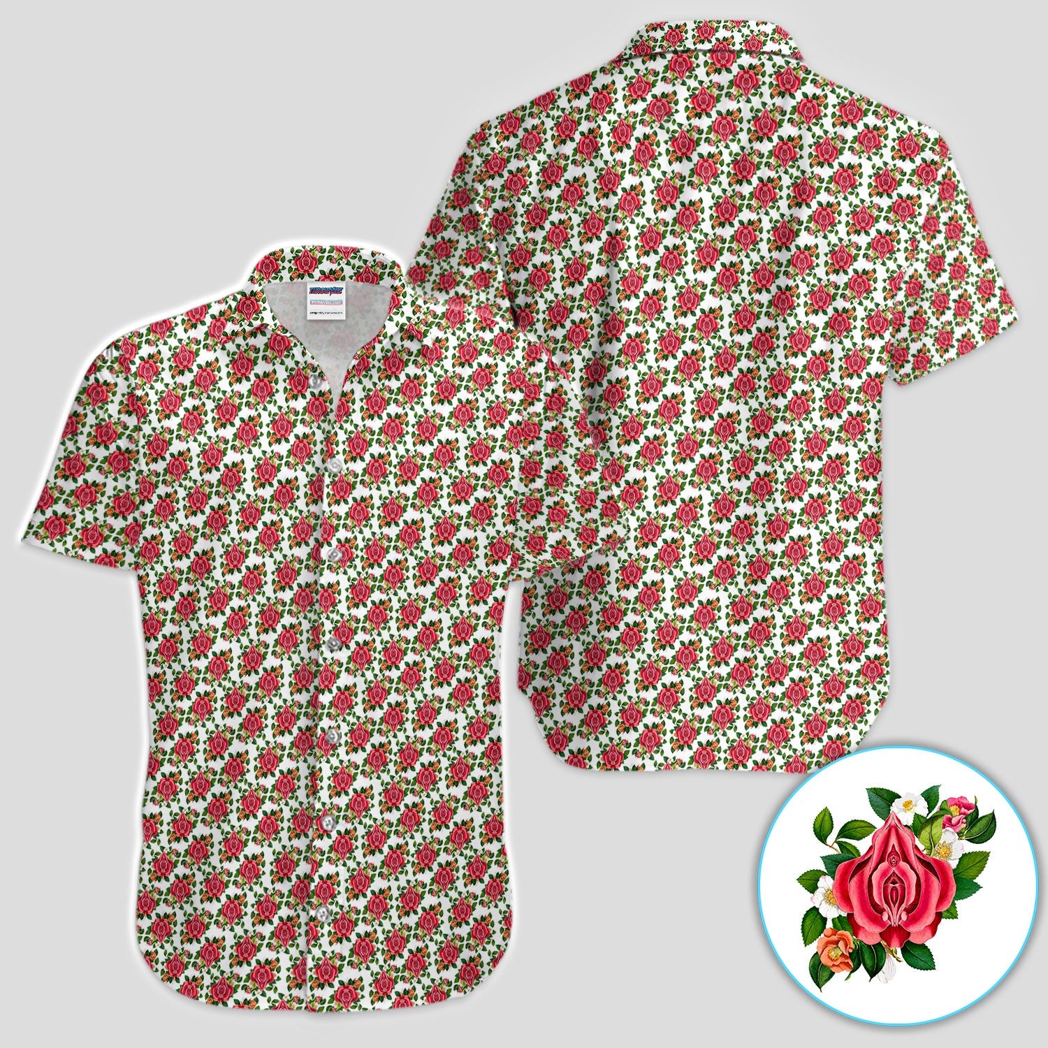 Vintage Rose Floral Golf Pattern Shirt, Romantic Rose Aesthetic Golf Shirt For Men, Flower Lover Gift
