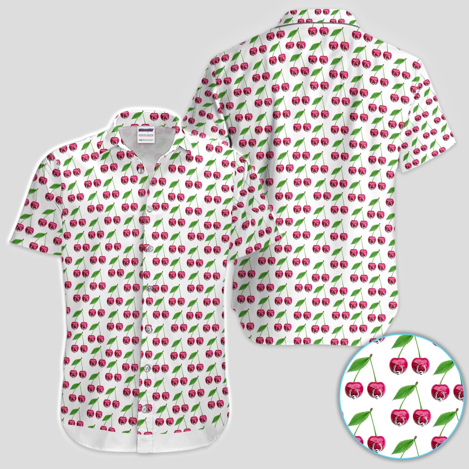 Cute Cherry Golf Pattern Shirt, Sweet Cherry Aesthetic Golf Shirt For Men, Fruit Lover Gift