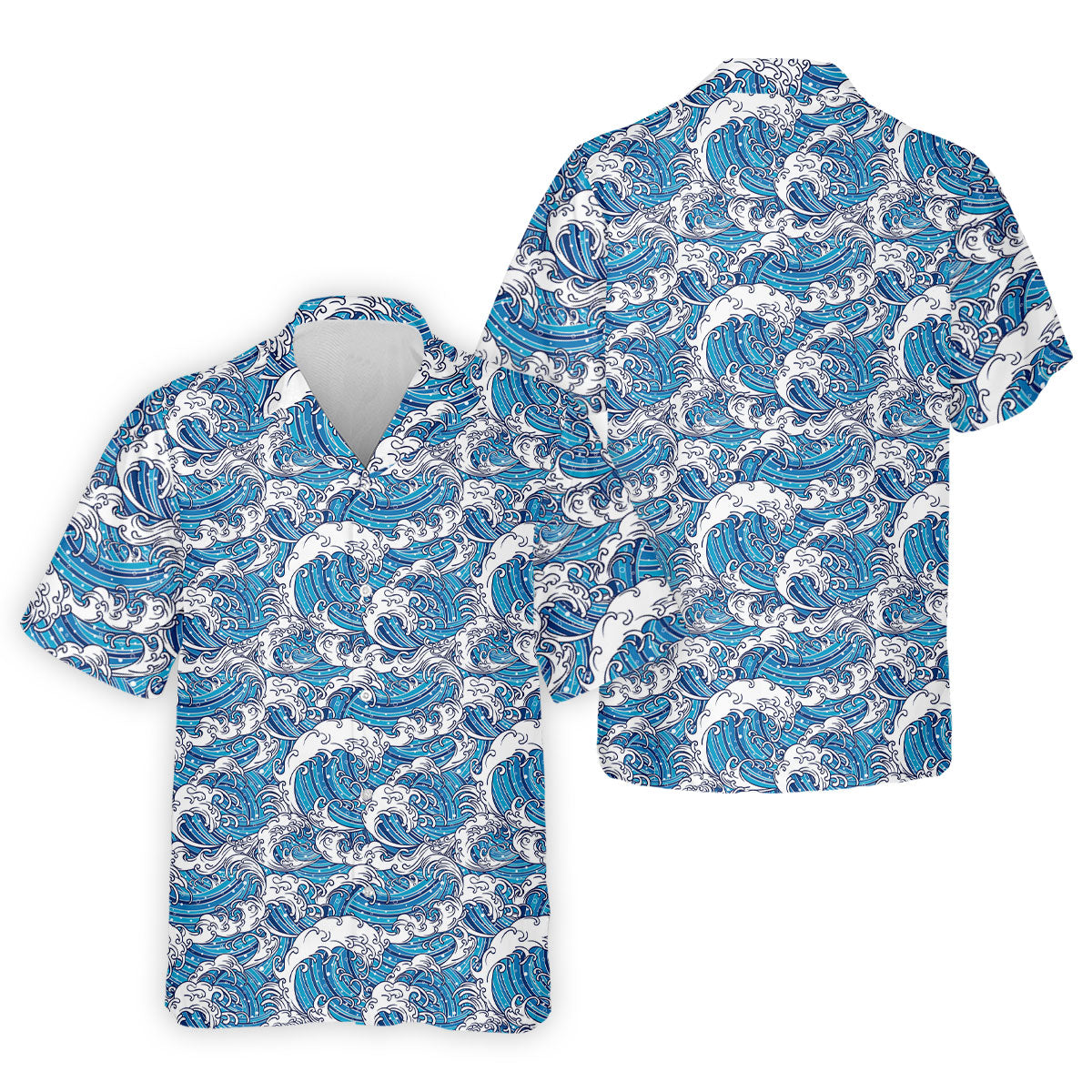 Blue Ocean Wave Pattern Golf Shirt, Hawaiian Golf Shirt, Mens Golf Shirts, Golf Apparel For Men