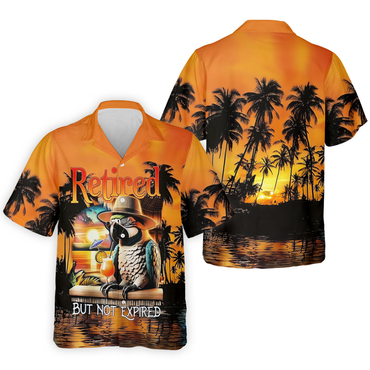 Funny Retirement Parrot Beach Vacation Golf Shirt, Mens Golf Polo, Printed Golf Shirts