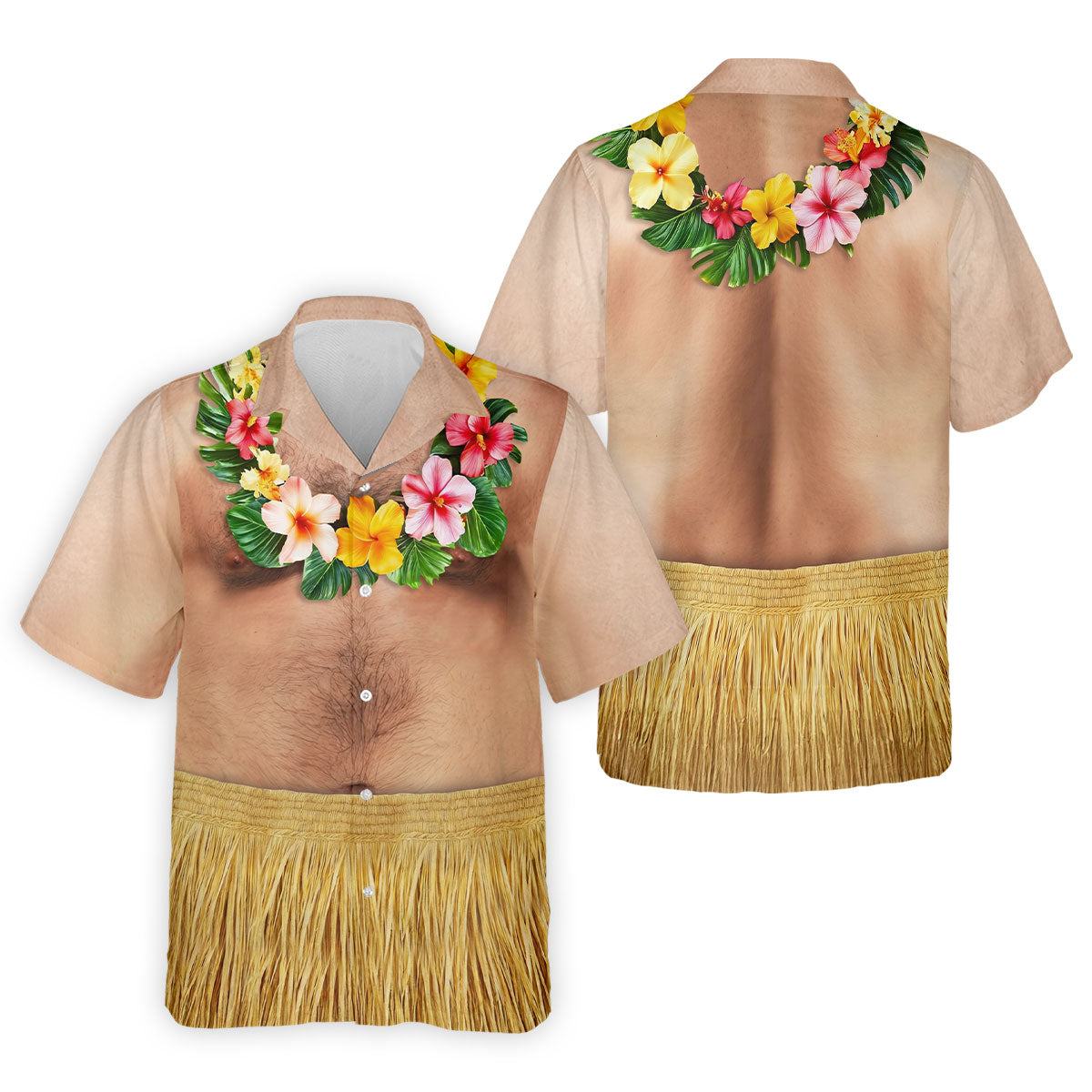 Floral Lei Tropical Theme Party Men's Funny Golf Shirts, Hawaiian Golf Shirt, Polo Shirts For Men