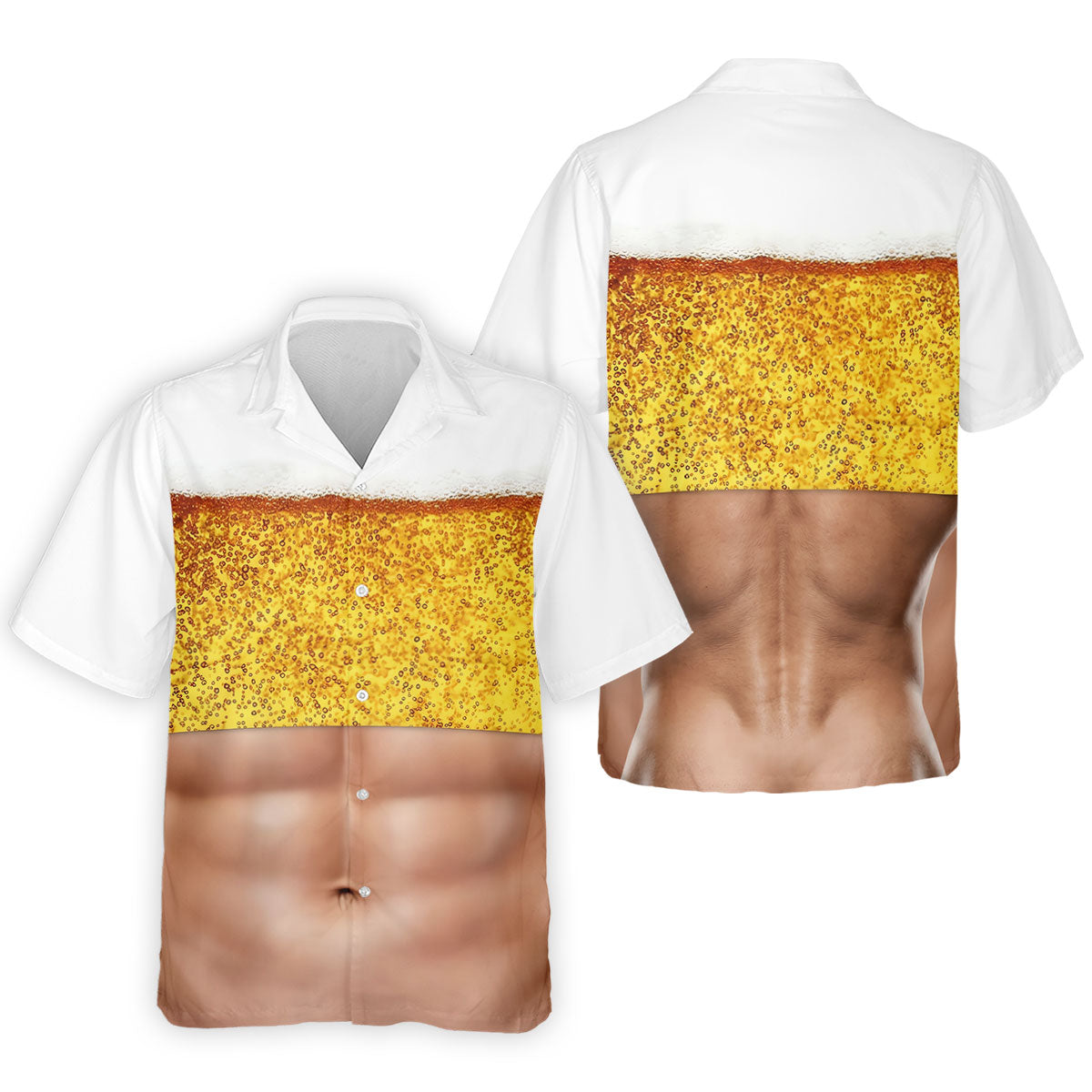 Bubbly Beer Foam Faux Abs Sleeveless Crop Golf Shirt, Printed Golf Shirts, Mens Golf Apparel