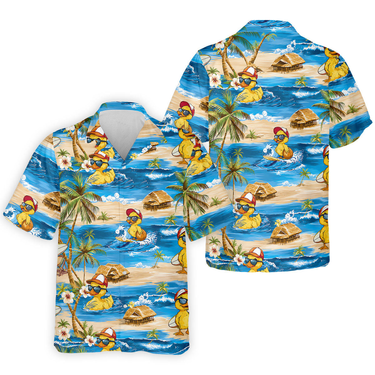 Funny Duck Hawaiian Golf Shirt, Summer Ocean Men's Golf Shirt, Polo Shirts For Men