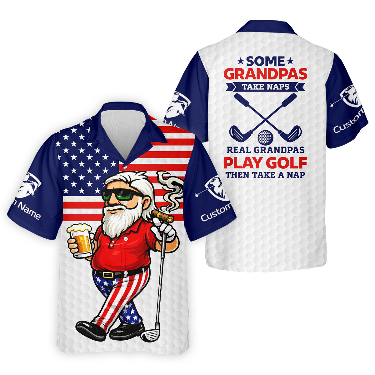 Real Grandpas Play Golf Father's Day 4th Of July Golf Shirt, 250 Years Polo Shirts For Men