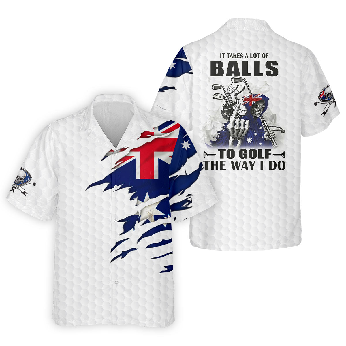 It Takes A Lot Of Ball To Golf The Way I Do Australia Flag Print Men's Golf Top, Golf Shirts For Men