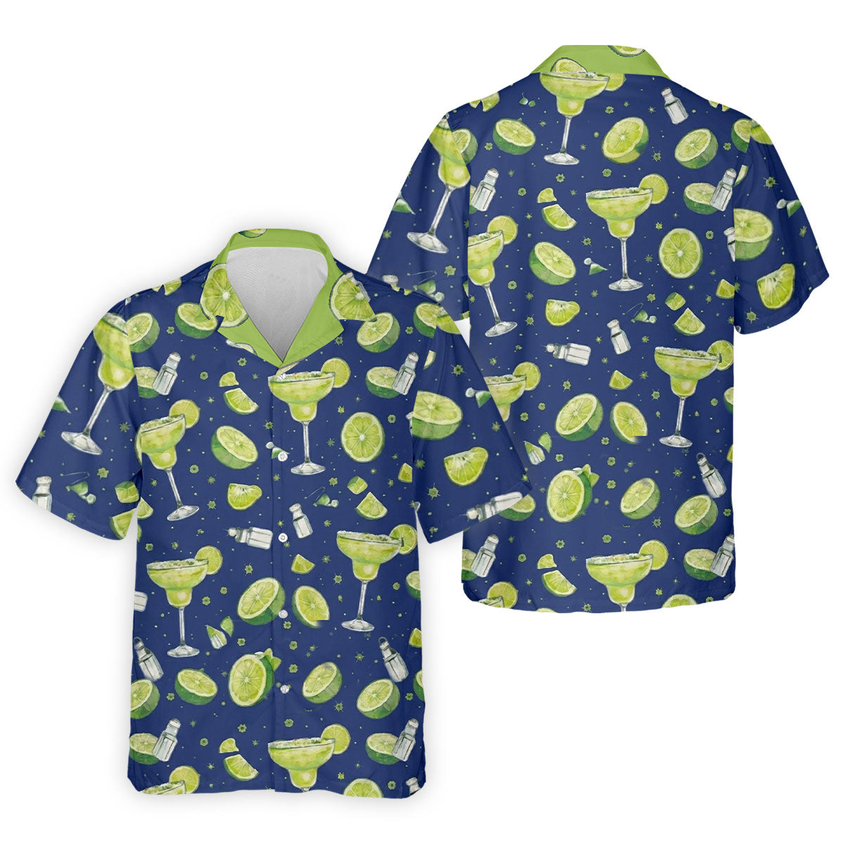 Margarita Cocktail Golf Shirt, Tropical Lime Drink Pattern, Golf Shirt For Men