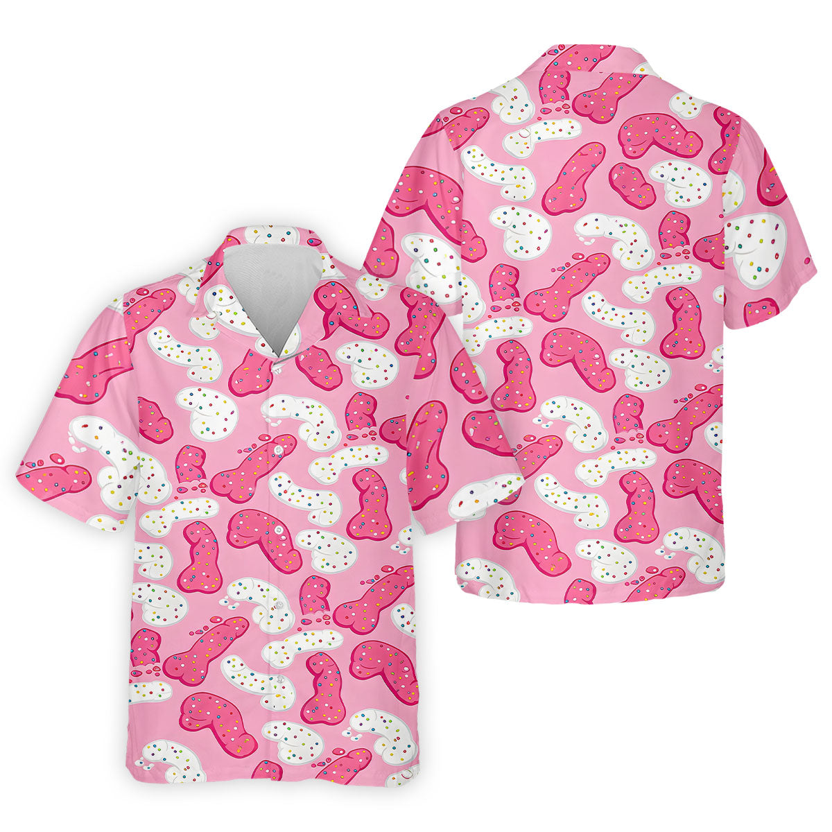 Pink Frosted Cookie Adult Novelty Golf Shirt, Polo Shirts For Men, Golf Apparel For Men