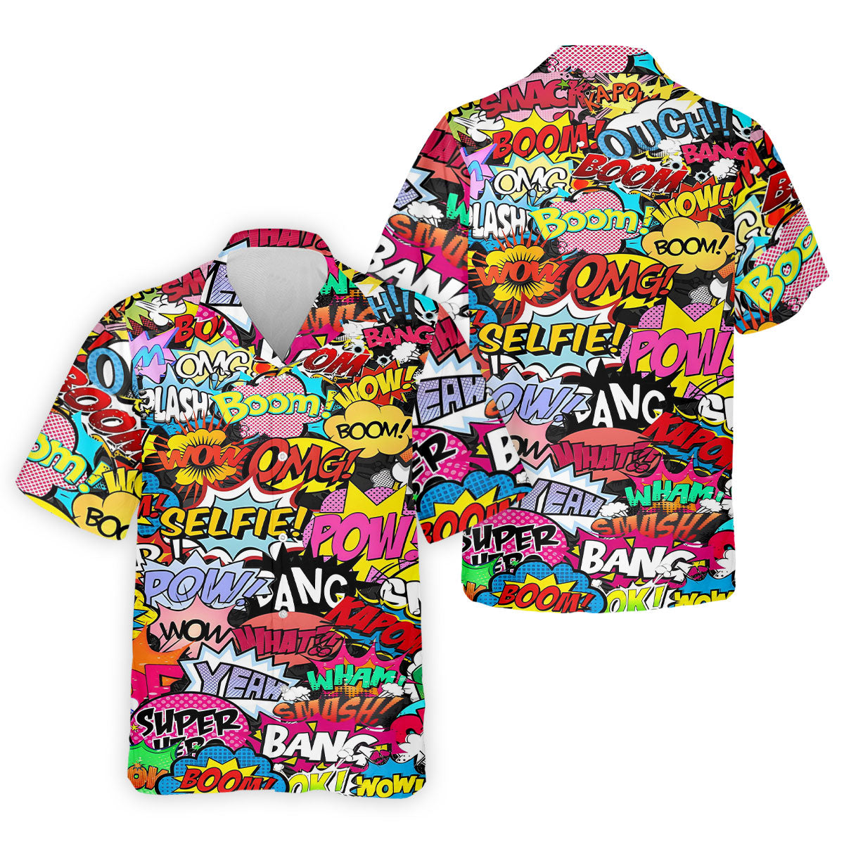 Comic Pop Art Golf Shirt, Retro Speech Bubble Pattern, Polo Shirts For Men