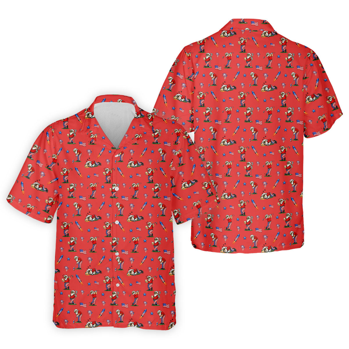 4th Of July Funny Man Golf And Beer Red Golf Shirt, Patriotic Golf Shirt, 250th Anniversary Golf Shirts For Men