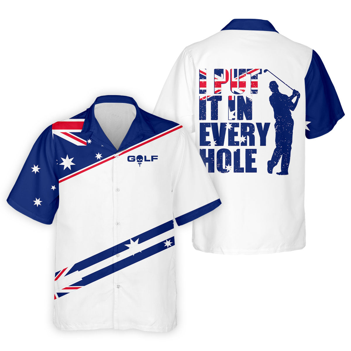 I Put It In Every Hole Australia Flag Print Men's Golf Top, Polo Shirts For Men, Golf Shirts For Men