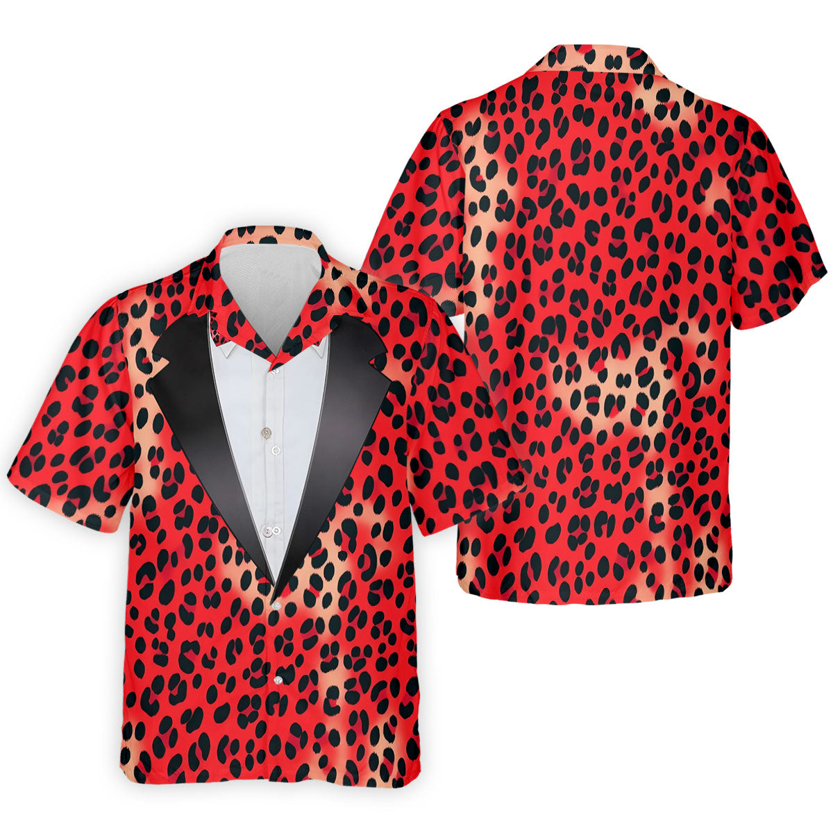 Red Leopard Funny Costume Hawaiian Golf Shirt, Polo Shirts For Men, Golf Shirts For Men