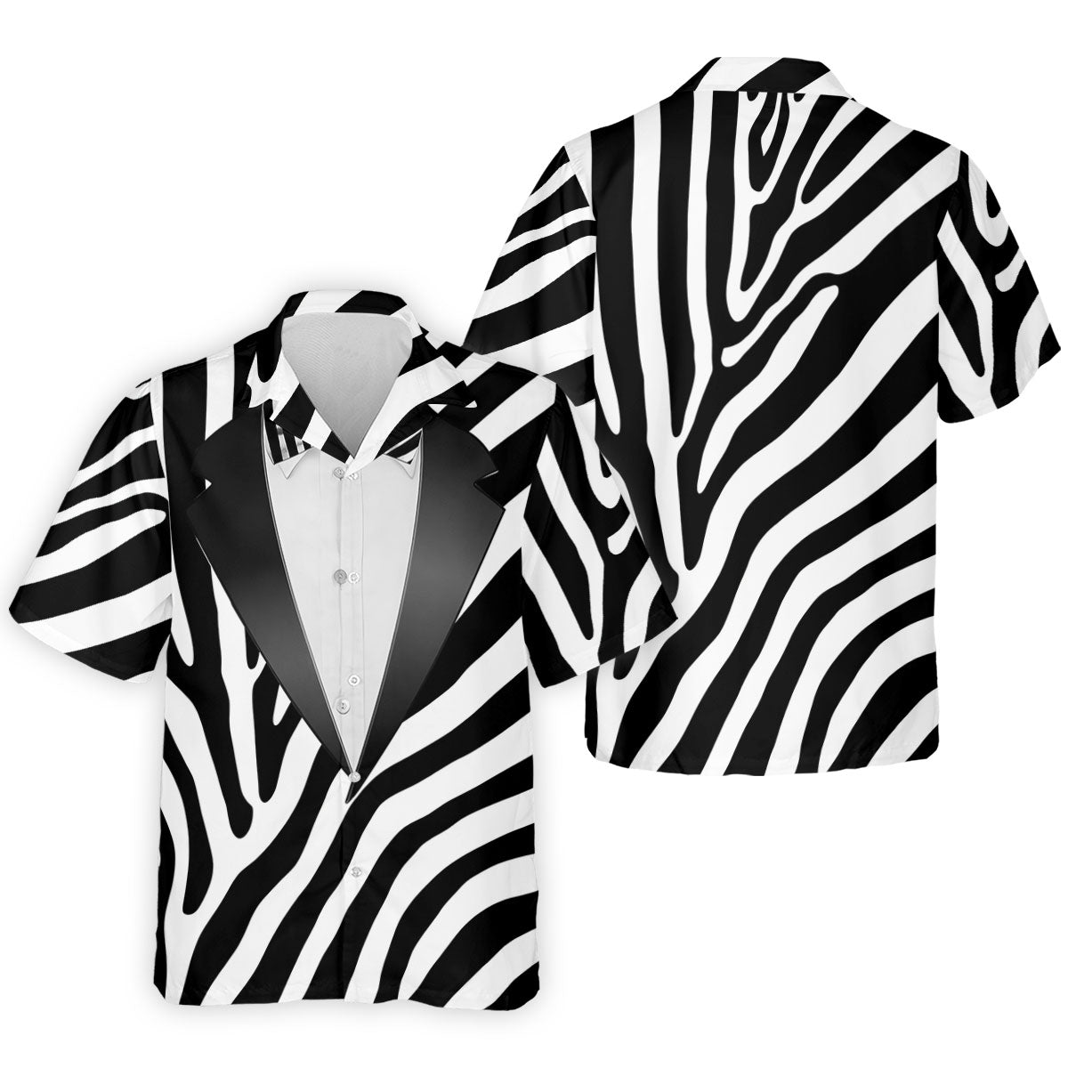 Zebra Pattern Funny Costume Hawaiian Golf Shirt, Polo Shirts For Men, Golf Shirts For Men