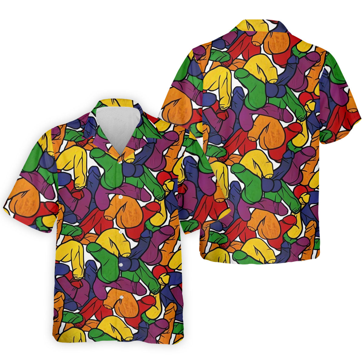 Adult Humor Pride Colors Retro Golf Shirt, LGBTQ Month Men's Funny Golf Shirts