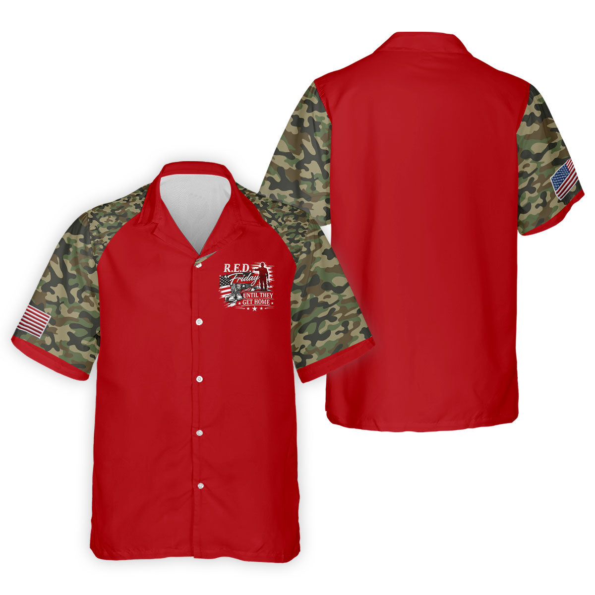 RED Friday Untill They Get Home Red Camo Golf Shirt, Veteran Memorial 250 Years Polo Shirts For Men