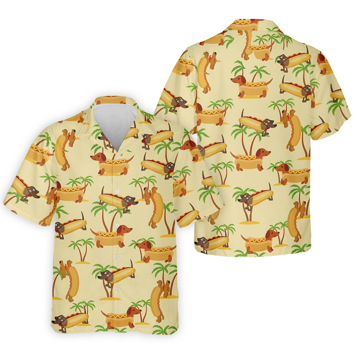 Funny Hot Dog Dachshund Tropical Hawaiian Golf Shirt, Mens Golf Polo, Printed Golf Shirts
