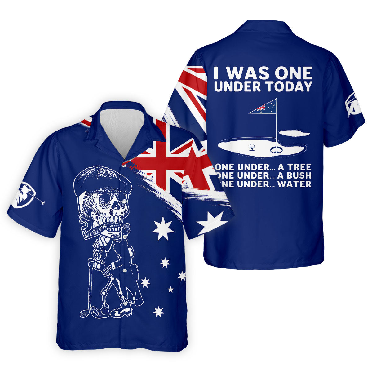 I Was One Under Today Skeleton Golfer Australia Flag Print Golf Tops For Men, Polo Shirts For Men
