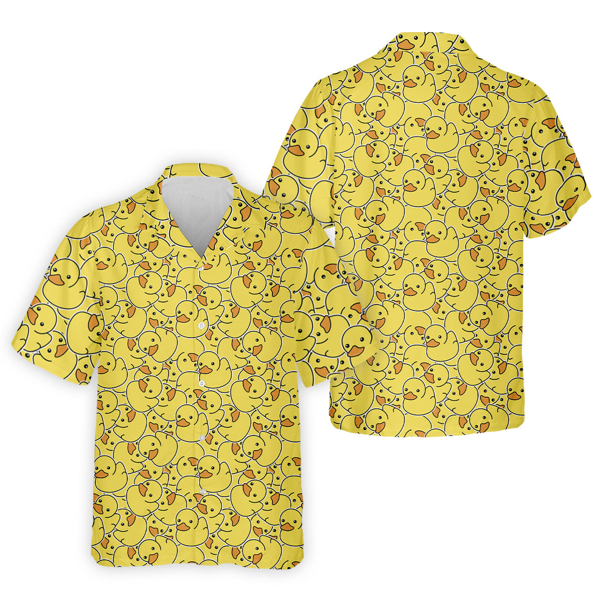 Cute Yellow Rubber Duck Pattern Golf Shirt, Hawaiian Golf Shirt, Mens Golf Shirts, Golf Apparel For Men