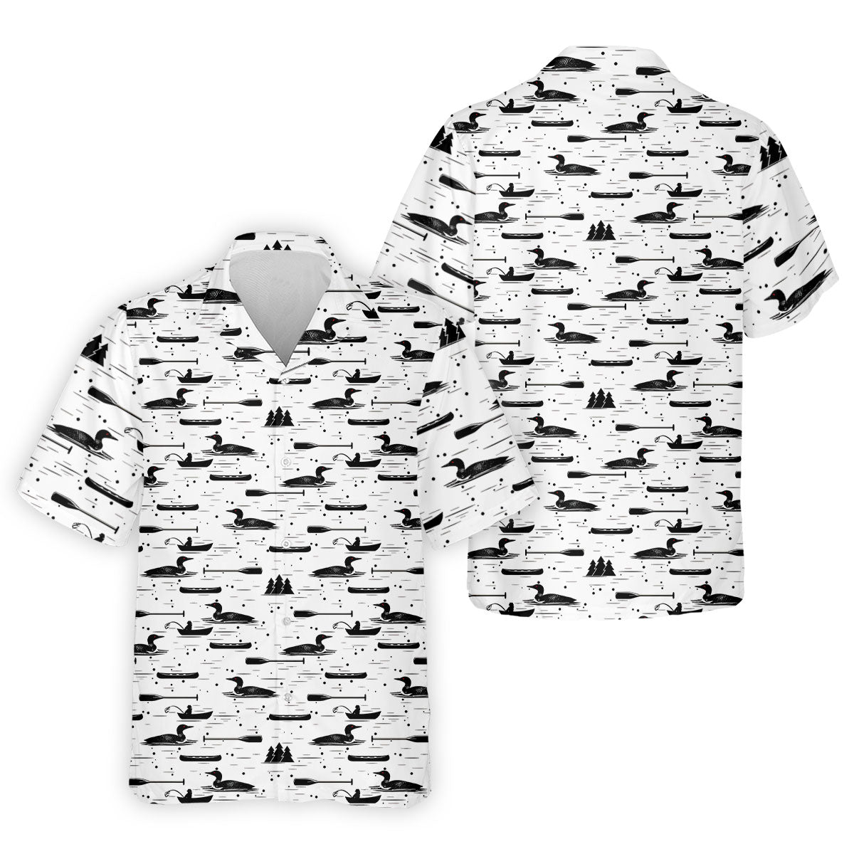 Loon Lake Aquatic Birds Hawaiian Golf Shirt, Men's Golf Shirt, Polo Shirts For Men