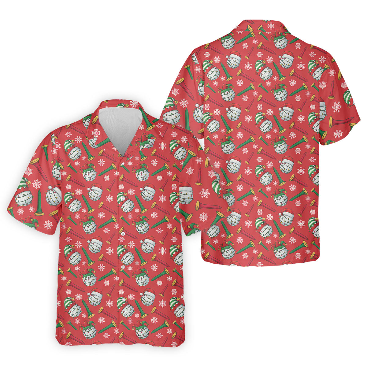 Funny Golf Ball Red Christmas Golf Shirt, Women's Golf Tops, Christmas Golf Gift