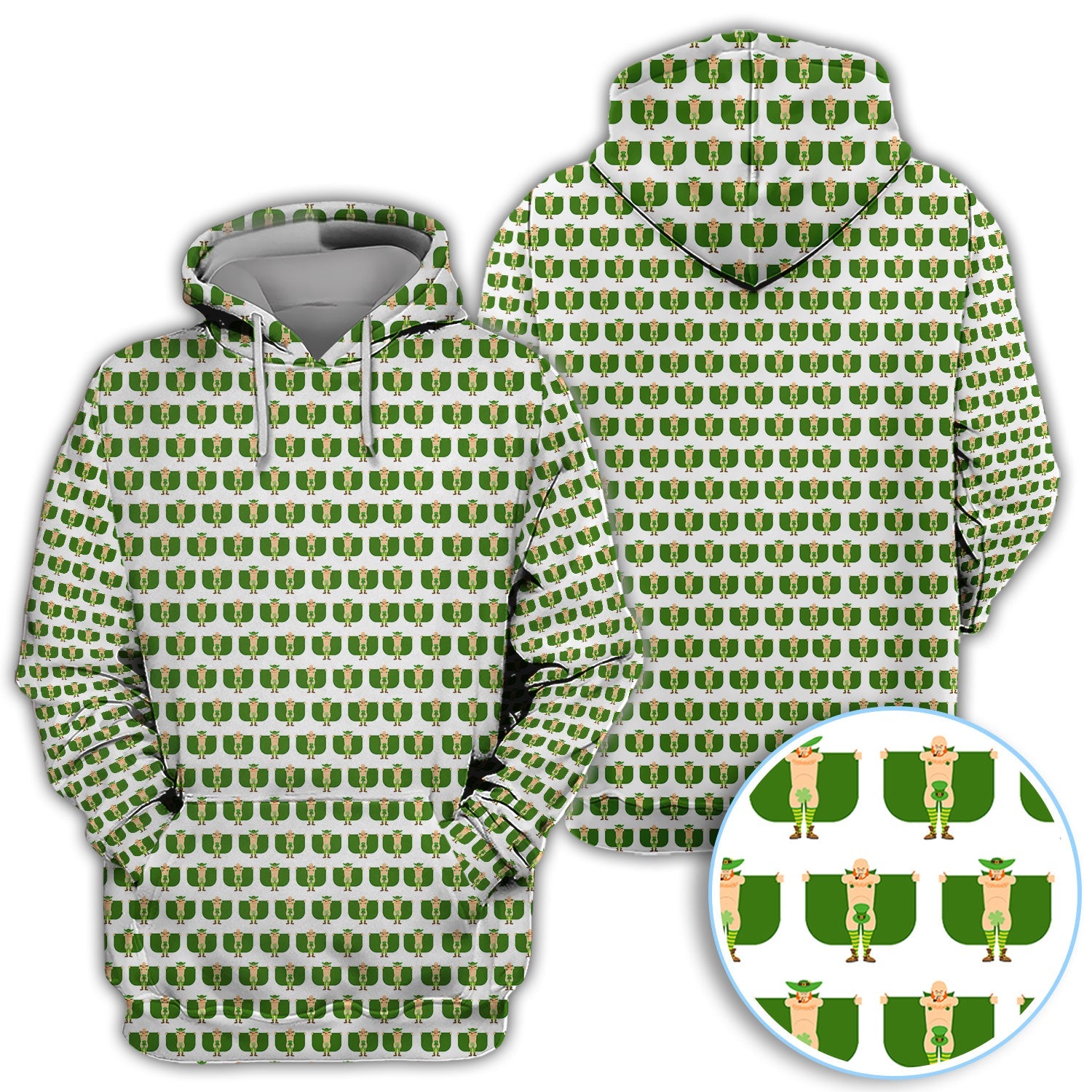 St. Patrick’s Day Leprechaun Pattern Golf Polos, Irish Golf Shirt For Men, Crazy Golf Gift For Golfer