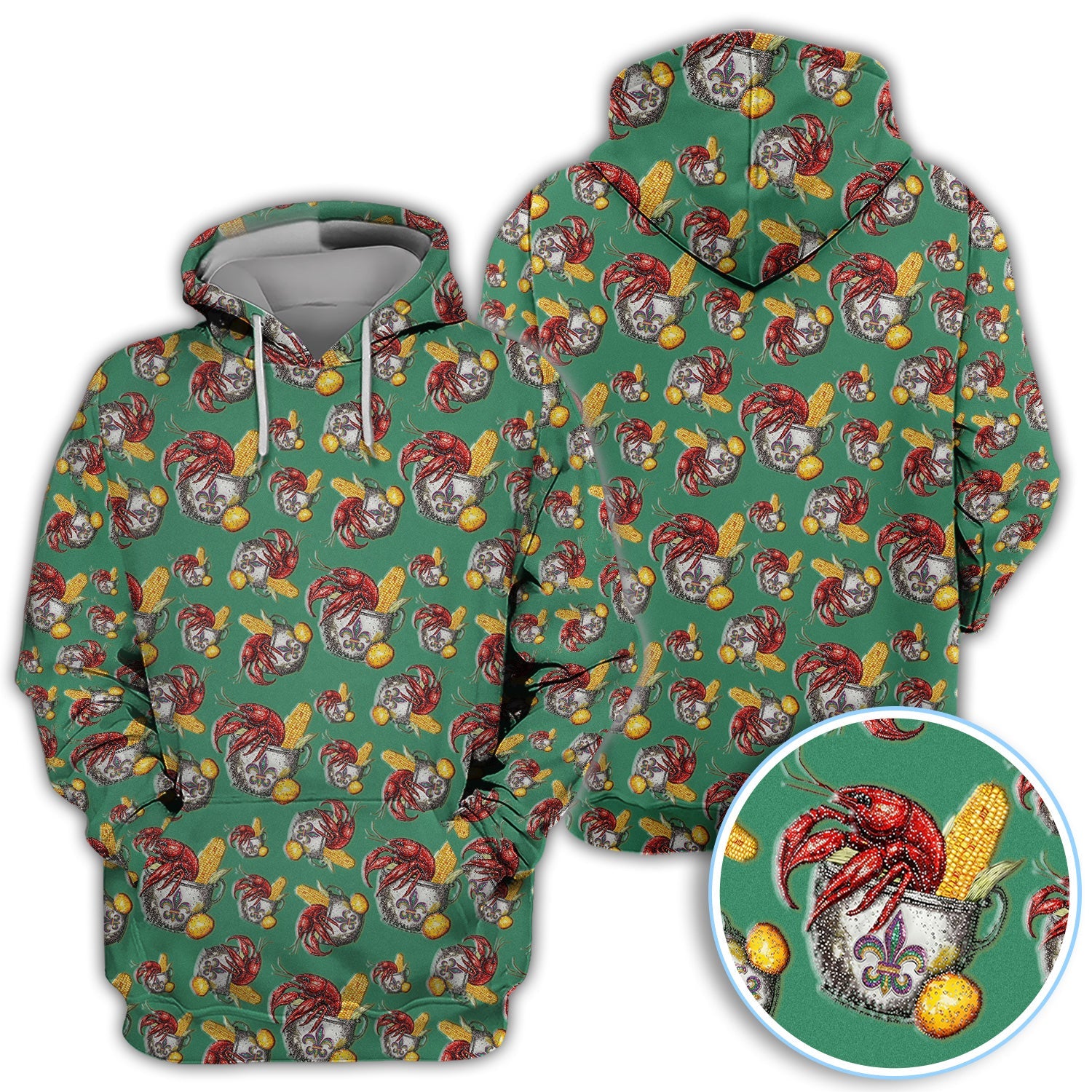 Mardi Gras Crawfish Pattern Golf Shirt, Funny Louisiana Crawfish Golf Polos For Men, Golf Gift For Golfer