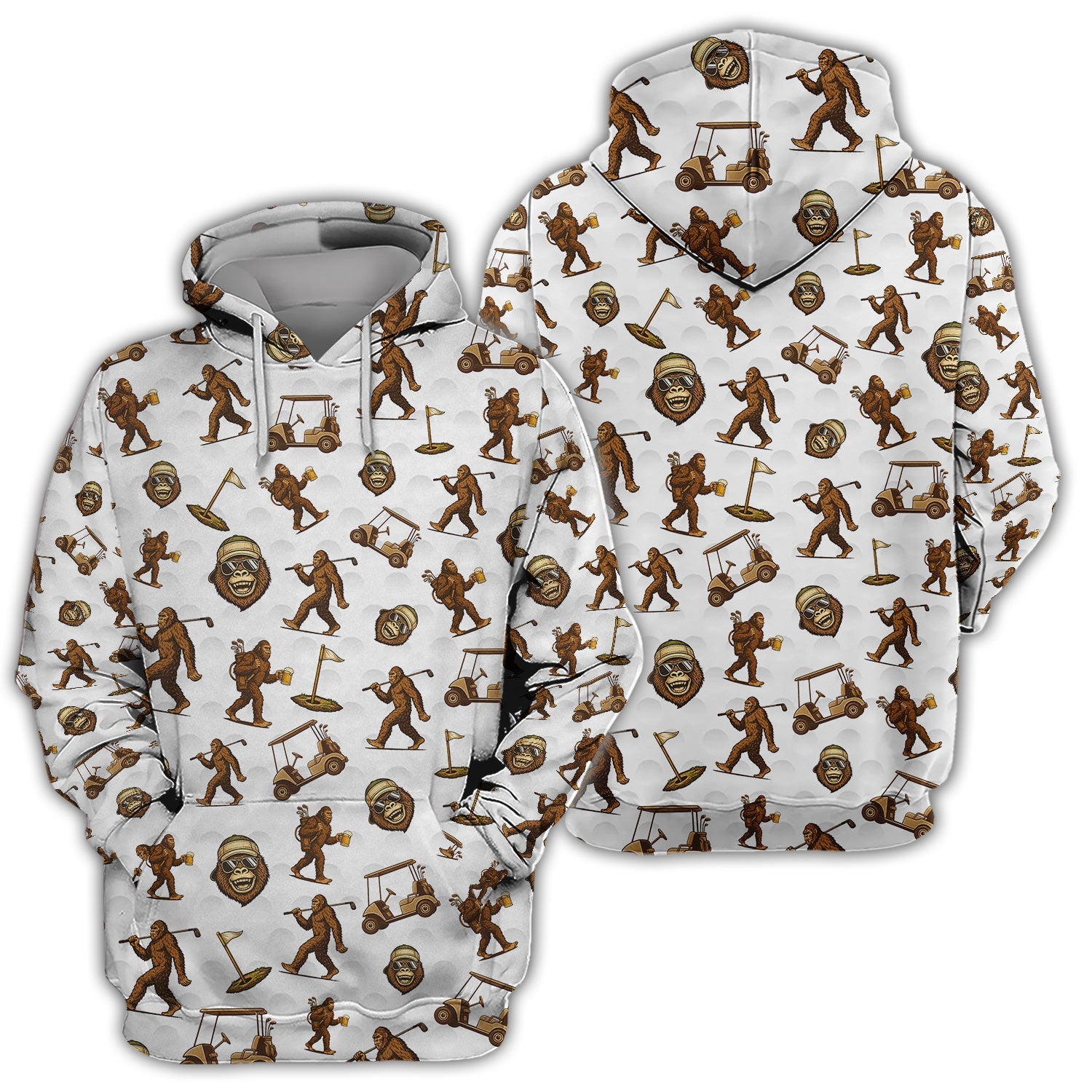 Sasquatch Pattern Golf Shirt For Men, Crazy Bigfoot Golf Polos, Funny Golf Gift For Golfer