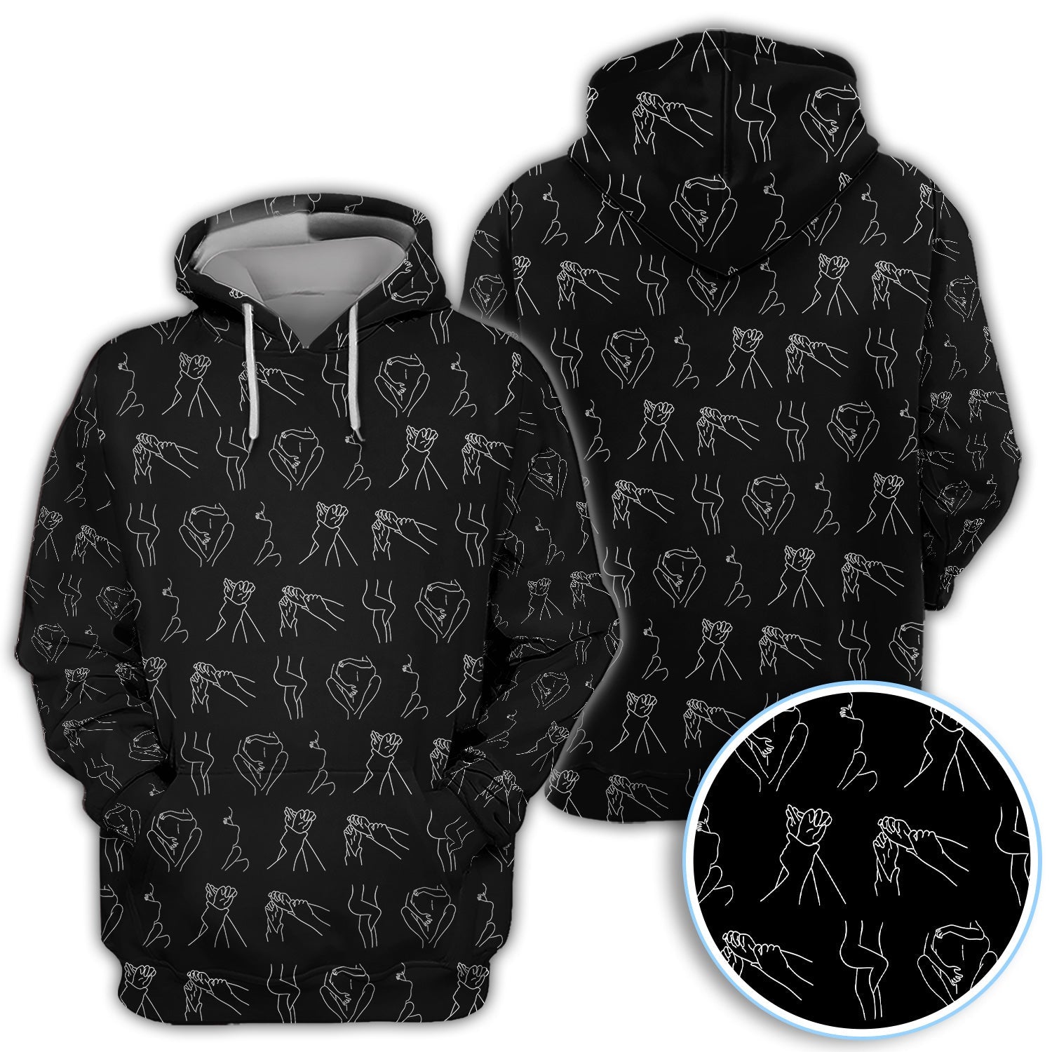 Minimal Line Art Pattern Golf Polos, Crazy Abstract Hands Golf Shirt For Men, Golf Gift For Golfer