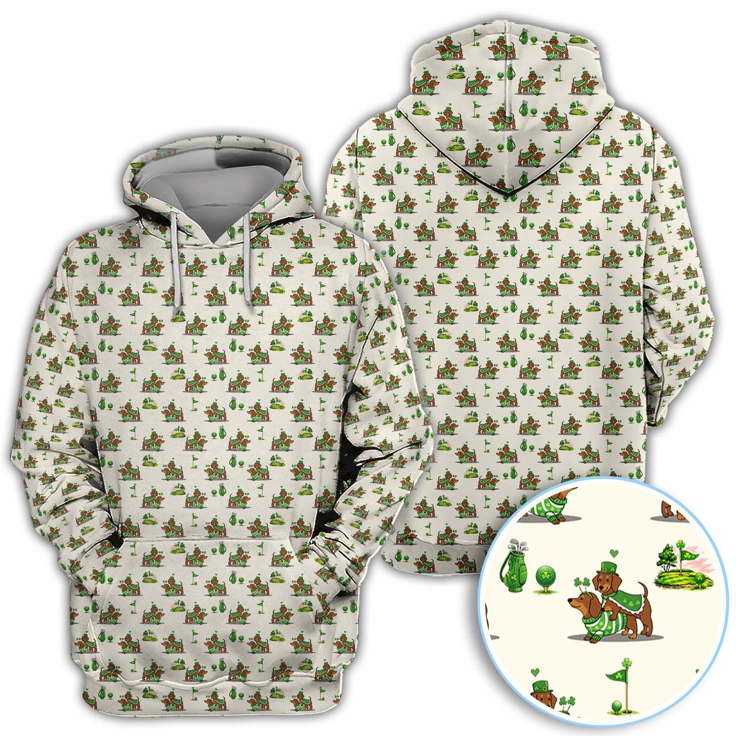 St Patrick’s Day Dachshund Patrick Golf Shirt, Wiener Dog Golf Polos For Men, Golf Gift For Golfer