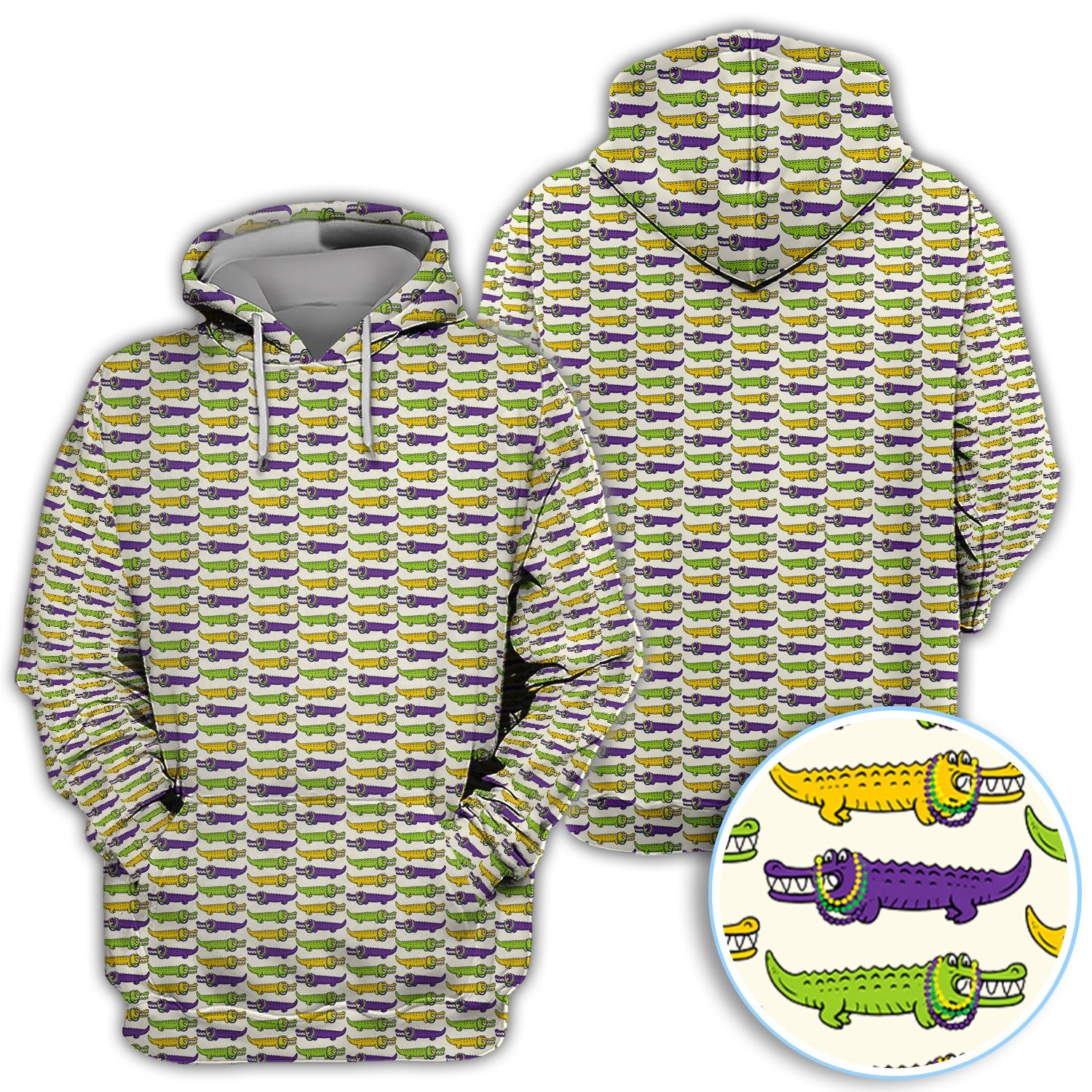 Mardi Gras Alligator Pattern Golf Shirt, Carnival Golf Shirt For Men, Golf Gift For Golfer