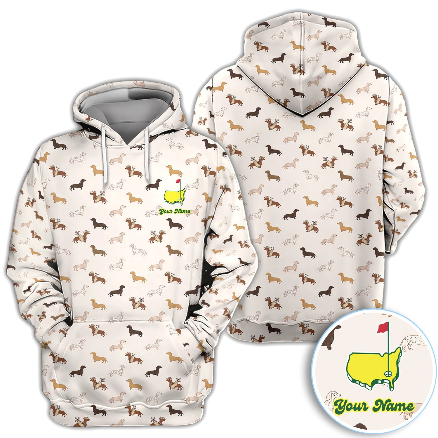 Personalized Dachshund Dog Golf Pattern Shirt, Cute Dachshund Golf Shirt For Women, Dog Lover Golf Gift
