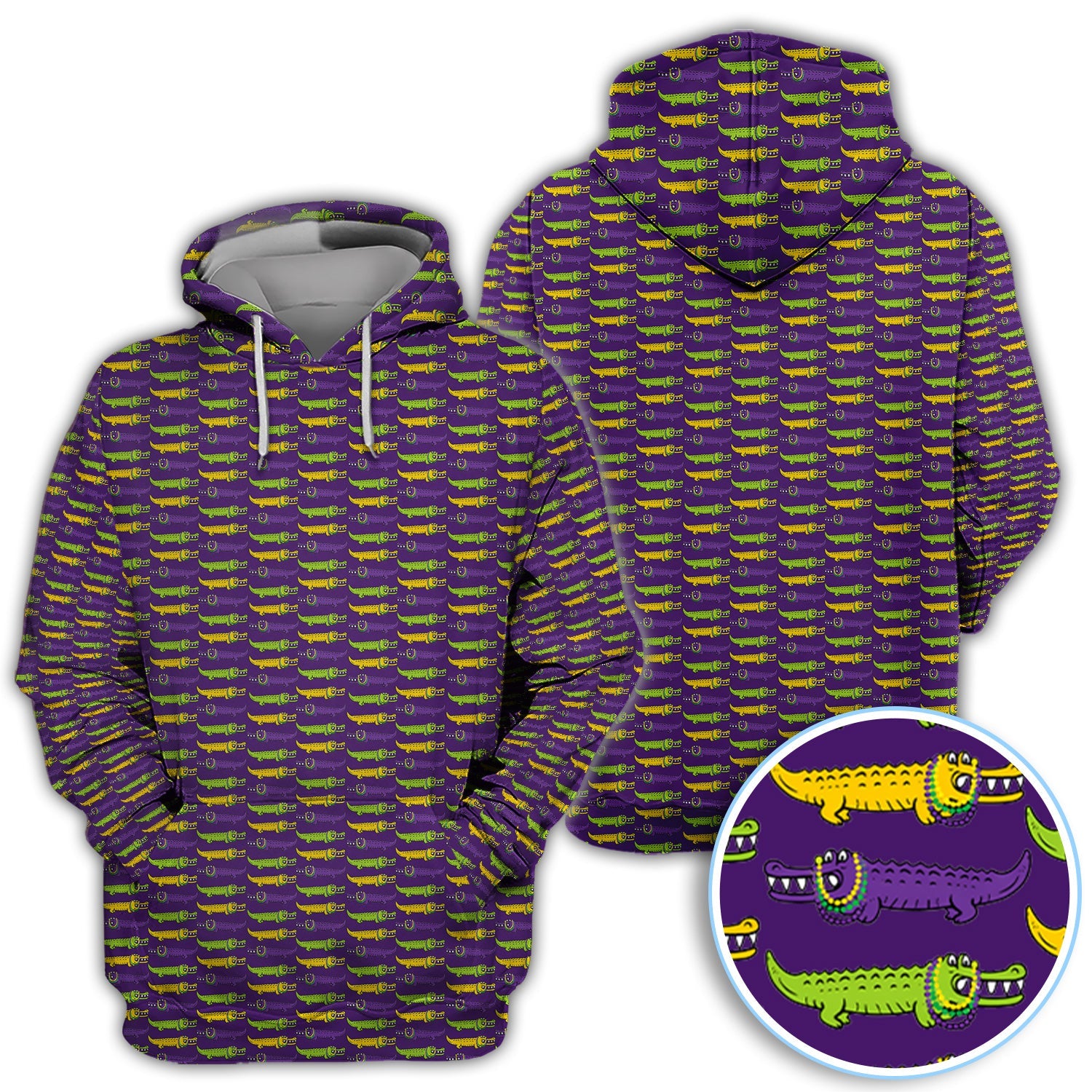 Mardi Gras Alligator Pattern Golf Shirt, Carnival Golf Shirt For Men, Golf Gift For Golfer