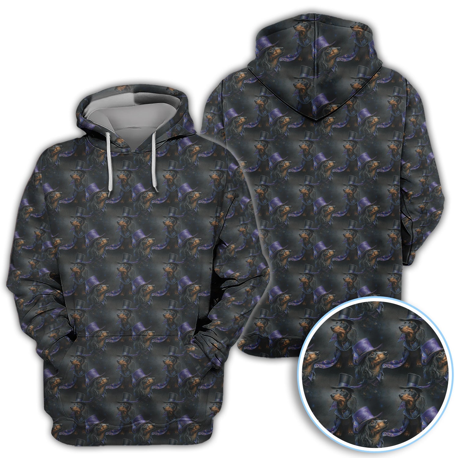 Elegant Dachshund Pattern Golf Shirt, Crazy Wiener Dog Golf Shirt For Golfer, Golf Gift For Men