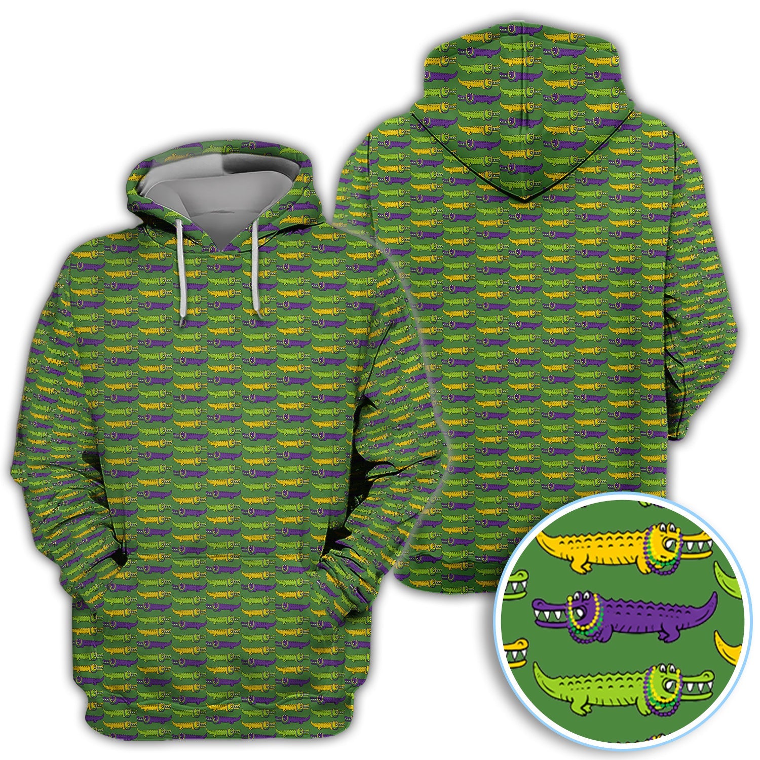 Mardi Gras Alligator Pattern Golf Shirt, Carnival Golf Shirt For Men, Golf Gift For Golfer