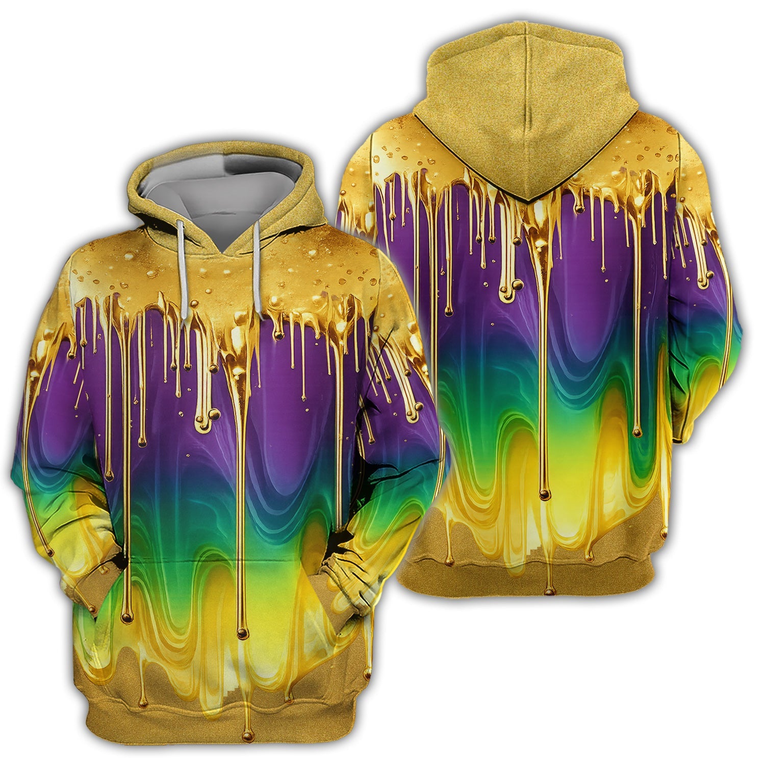 Mardi Gras Gradient Golf Shirt, Holiday Golf Polos For Men, Golf Gift For Golfer